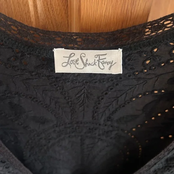 LoveShackFancy Black Tiered Midi Dress - Picture 2 of 7